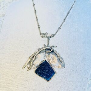 Kathleen O’Neal Sterling and Goldstone Necklace